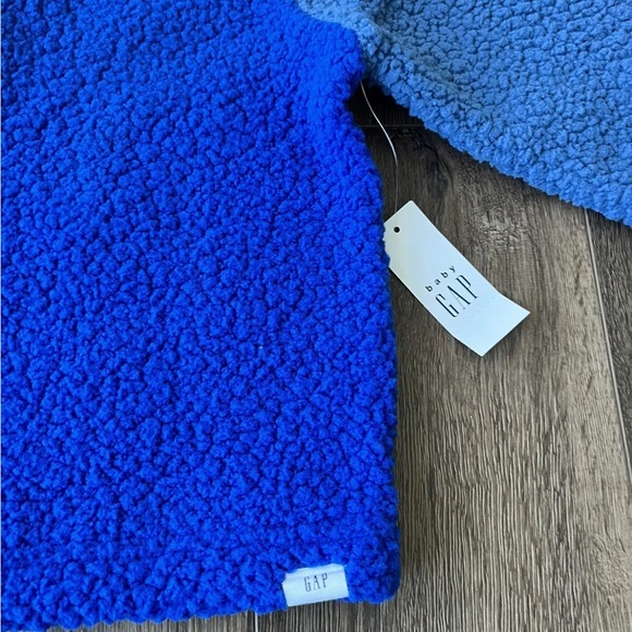 Baby Gap Blue Fuzzy 1/4 zip up sherpa long sleeve pullover sweater NEW - Picture 3 of 4